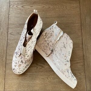 Linea Paolo Felicia III Wedge Sneaker, Leopard Print, White & Silver, Women's 12